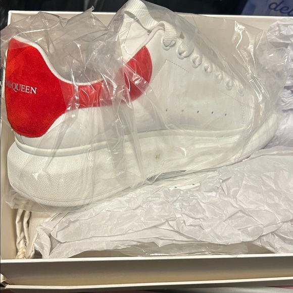 Alexander McQueen White Sneakers with Red Detail - Picture 1 of 4